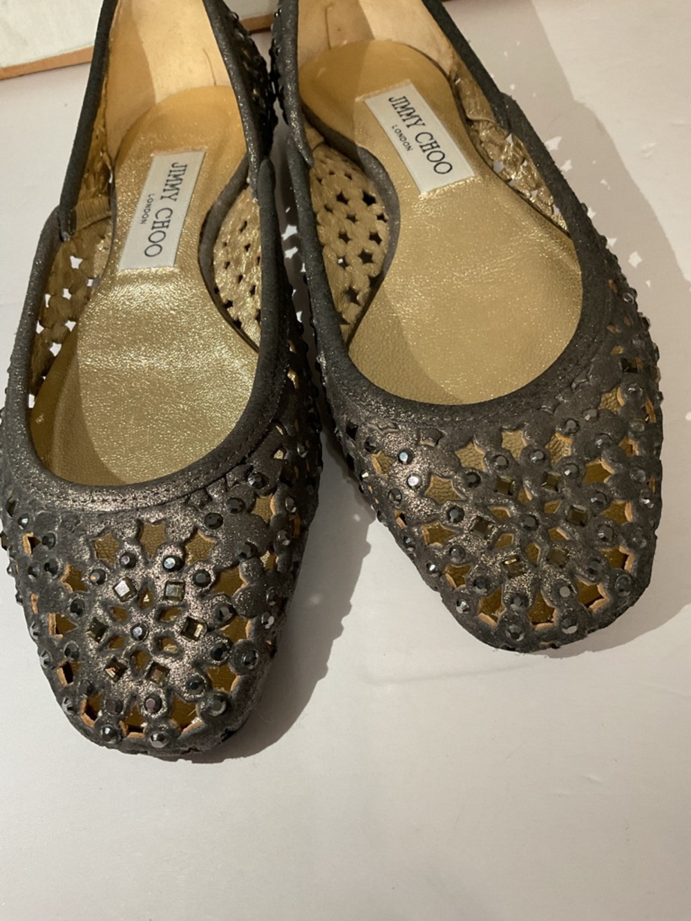 Jimmy Choo Black Laser-Cut Ballet Flats Size 36 - Picture 2 of 7